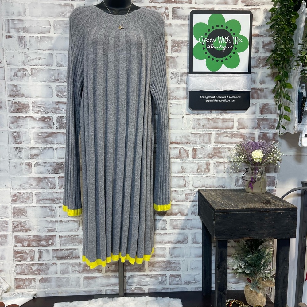 Anthropologie Gray and Yellow Knit Dress XL - Picture 2 of 6